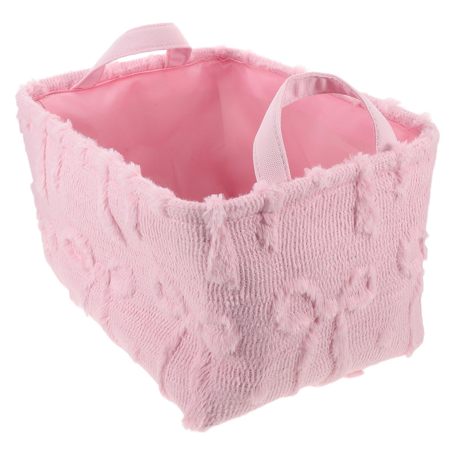 Cesta con forma de lazo rosa para almacenamiento de juguetes y peluches infantiles