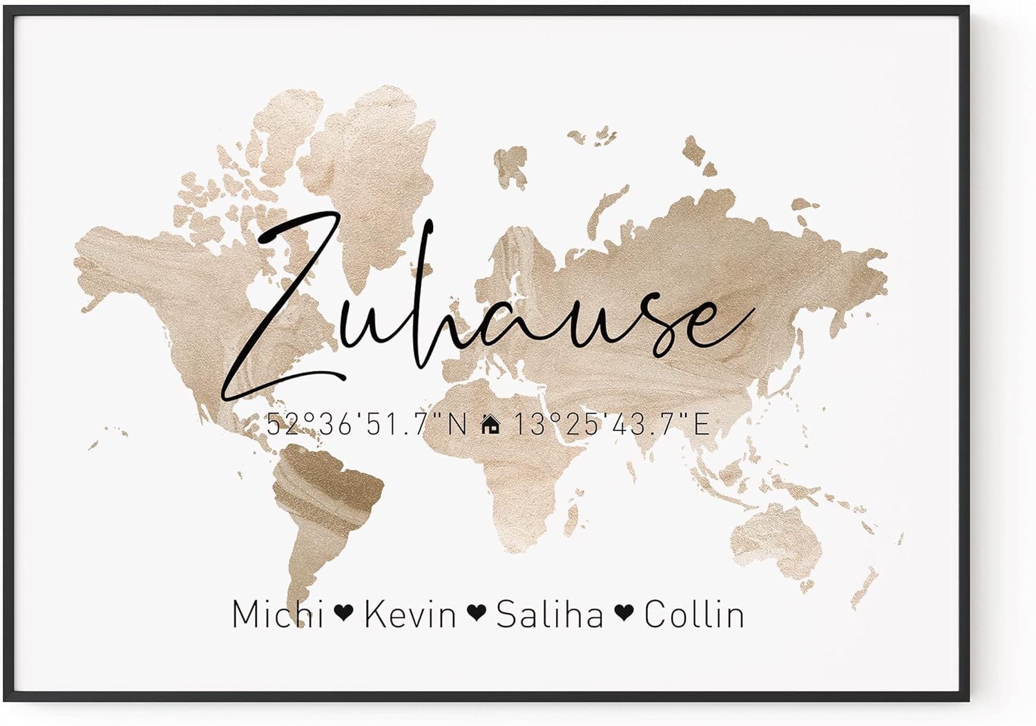 Zuhause Koordinaten Bild A4 A3 als Einzugsgeschenke Haus oder Geschenkidee zum Einzug Wohnung Richtfest Umzug Wand-Bild flur deko Einweihung Geschenke Ideen