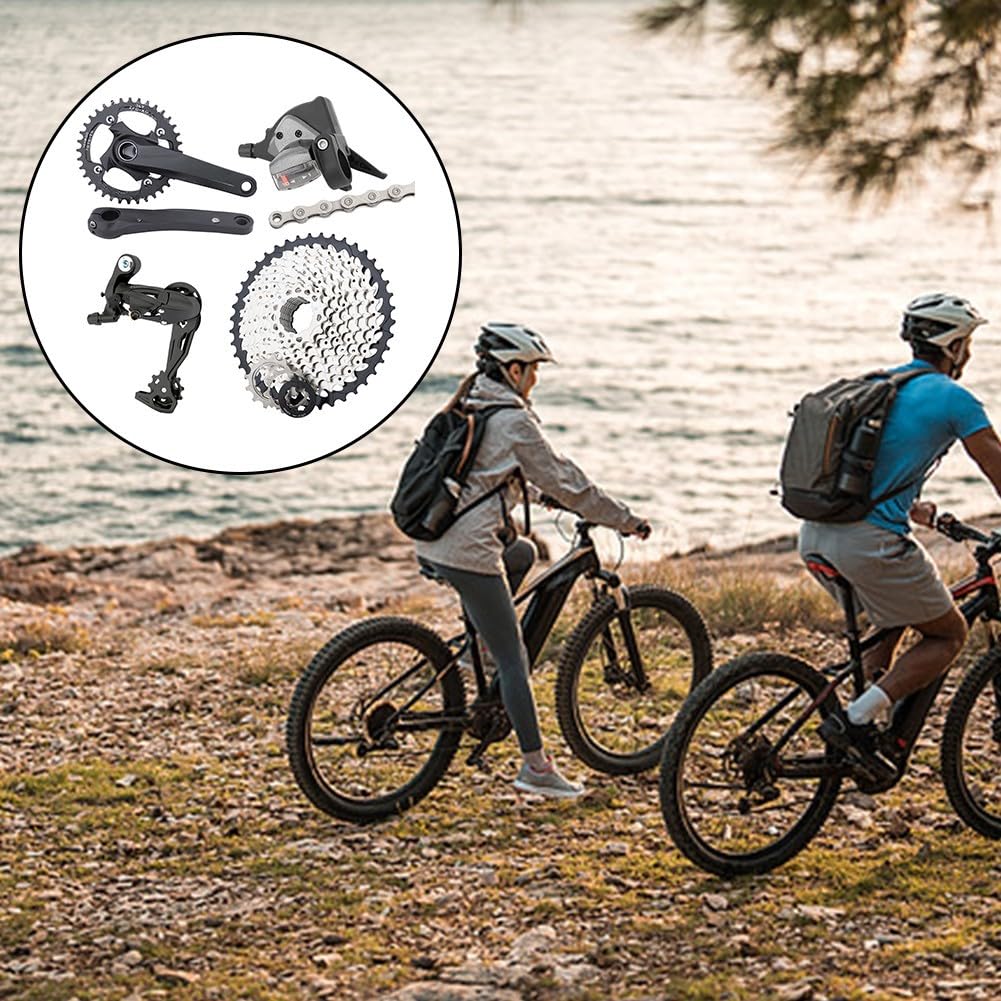 Juego de bicicleta de montaña de 10 velocidades, kit de transmisión de casete 42T con cambio y desviador trasero para ciclismo MTB, bielas integradas huecas 32T/34T/36T,