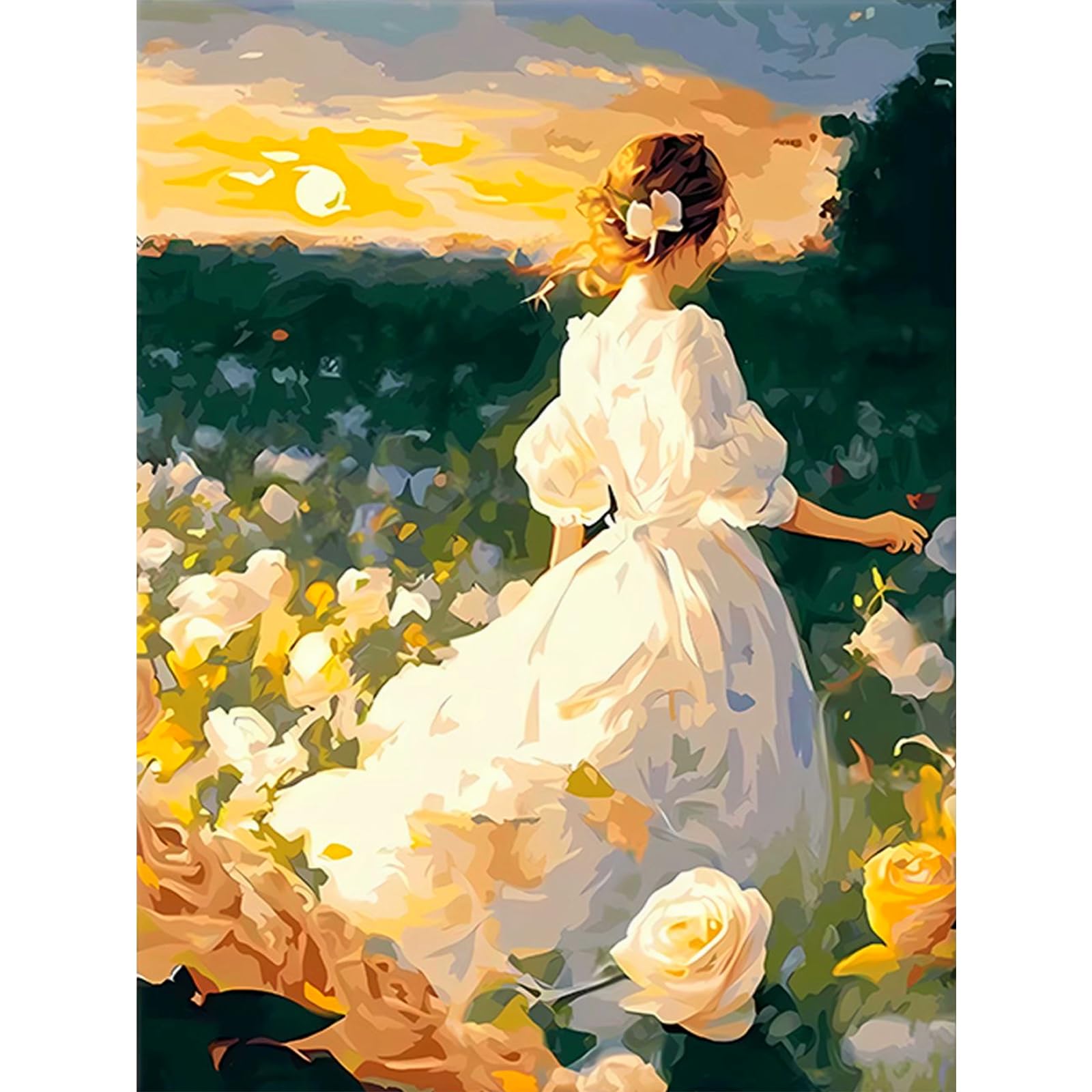 Dusk DIY Paint By Numbers Kit on Canvas 30x40cm with Frame Paint by Numbers Kits Drawing Paintwork for Beginners Adults Gift Home Wall Decor