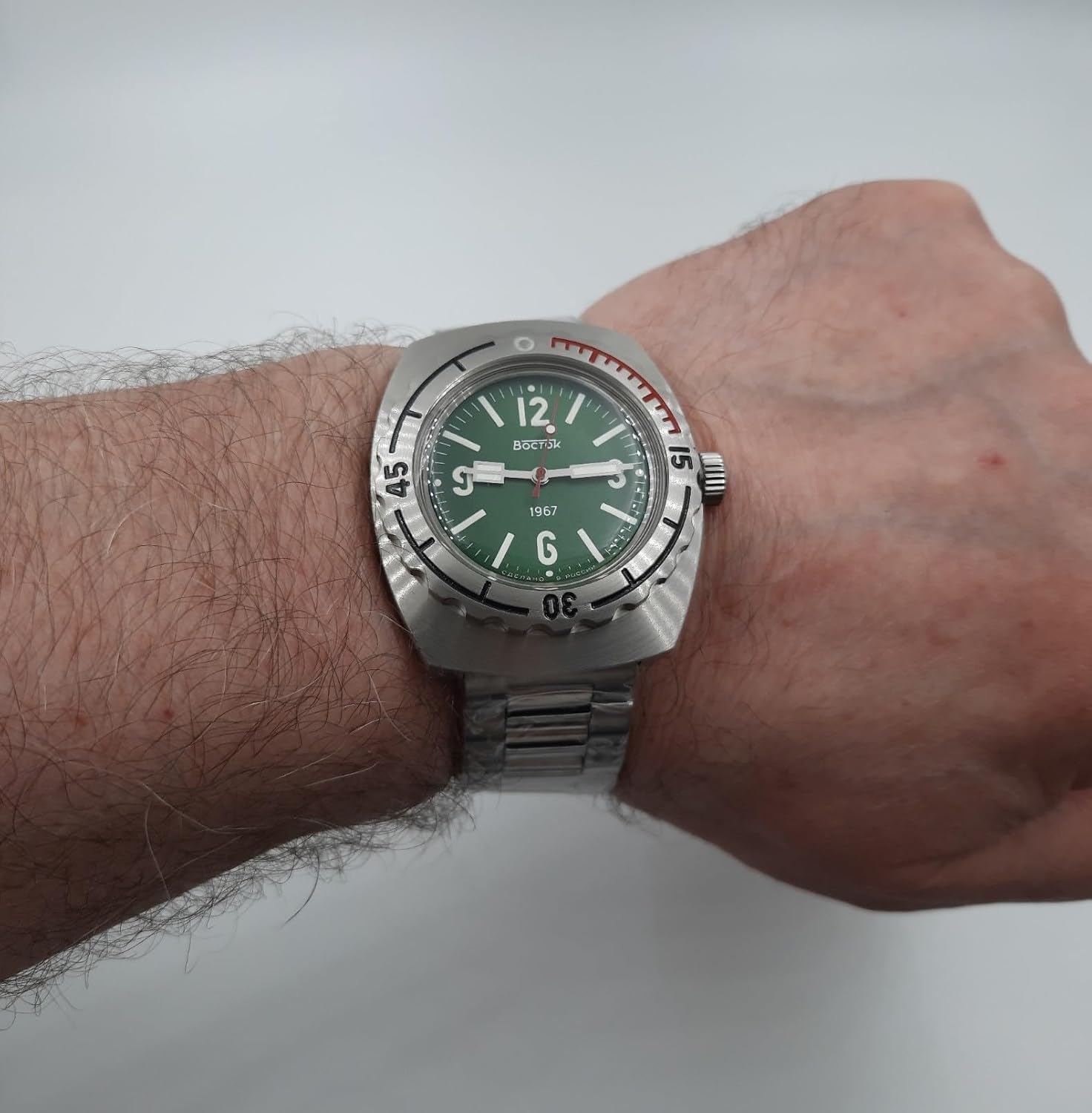 Vostok Original Mens Watch Amphibia 90082A Classic 1st Amphibia Design “1967” Mechanical Self-Winding Water Proof 200m
