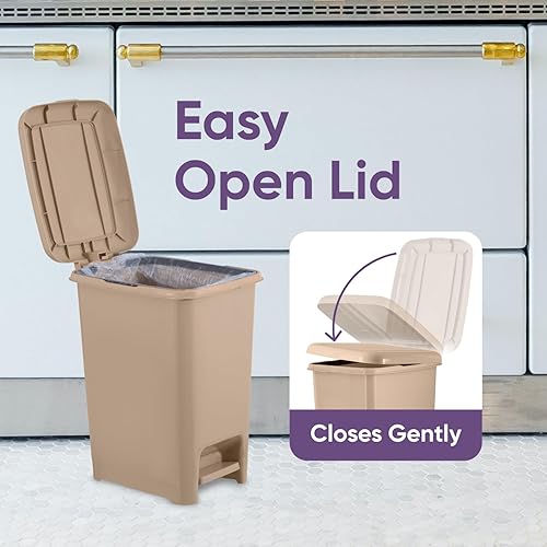 Miniatura 6 de Superio Cubo de basura de plástico delgado de 2.5 galones con pedal para debajo del escritorio, oficina, dormitorio, baño, 10 cuartos de galón,