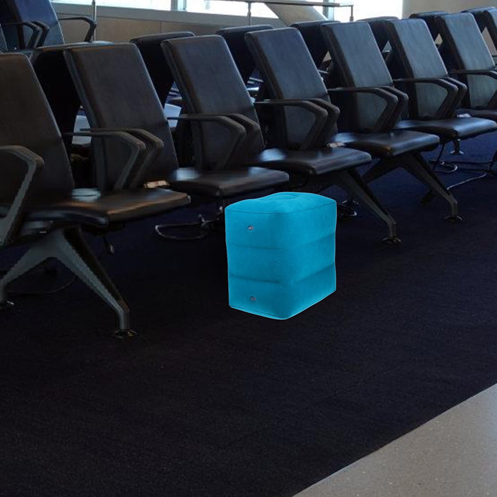 Reposapiés Inflable para Viajes y Oficina, Diseño Ergonómico Ajustable Superficie y Lavable, Soporte Multifuncional, Coche y Escritorio