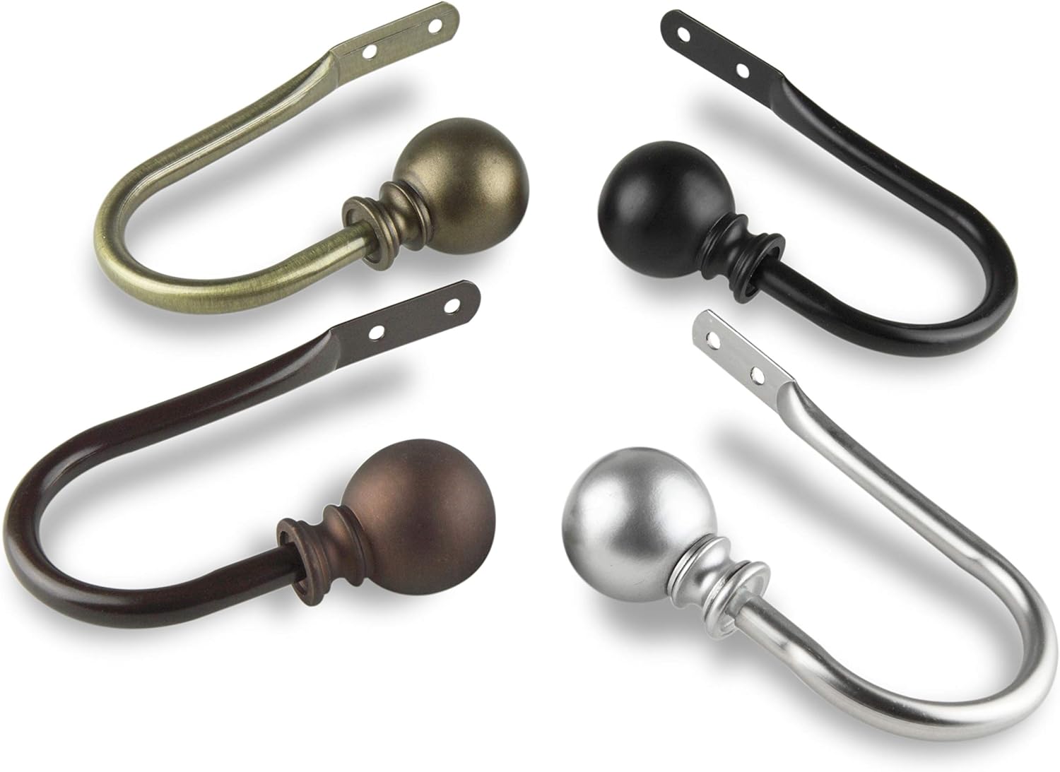 Rod Desyne Luna Finial Holdback, Satin Nickel, 1 Pair