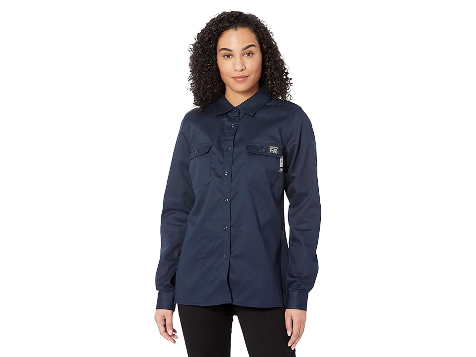 Wolverine Fire Resistant Twill Shirt (Navy) Women's Clothing INTERNATIONAL SHIPPING