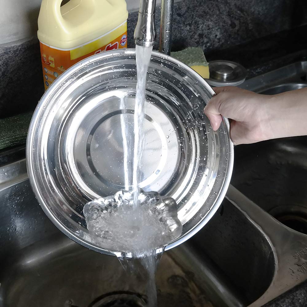Miski do mieszania sałatek ze stali nierdzewnej, metalowa miska do przygotowania, zestaw 4 misek kuchennych