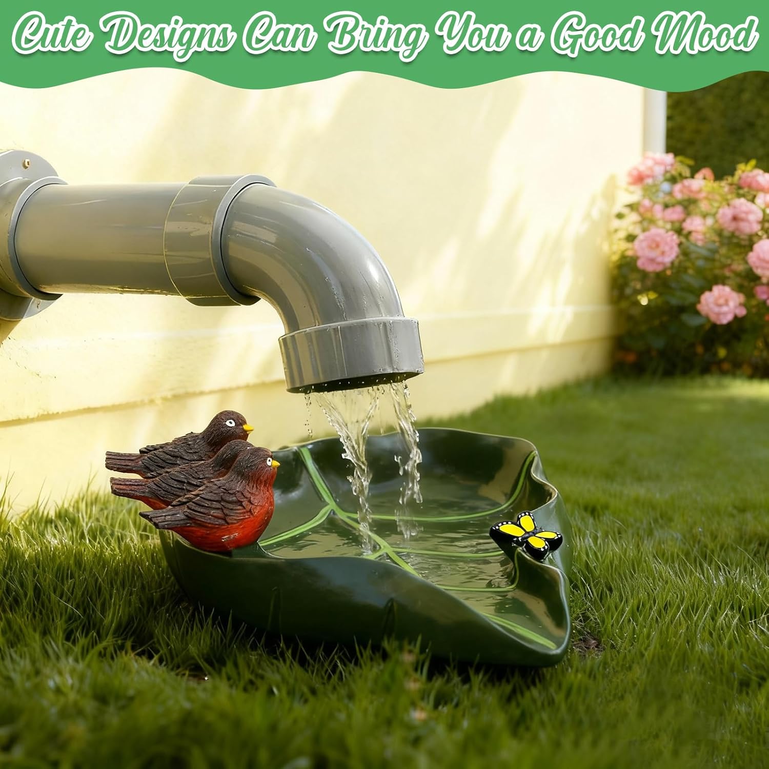 2 Pack Leaf Shaped Splash Block Gutter Downspout Extensions Rain Downspout Splash Block Rain Gutters Leaf Guard Spout Diverter for Lawn, Patio & Yard, Animal Garden Statue, 12.5 x 11.4 in