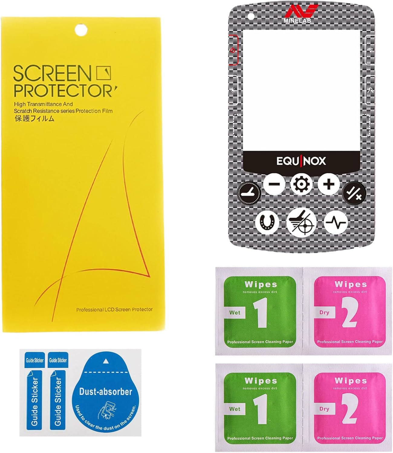 Protective Cover + Film for Minelab Equinox 600/800 Control Box Bumper Protective Cover and Film Anti-Collision Shock Resistant Dustproof Metal Detector Cover Accessory (Red)