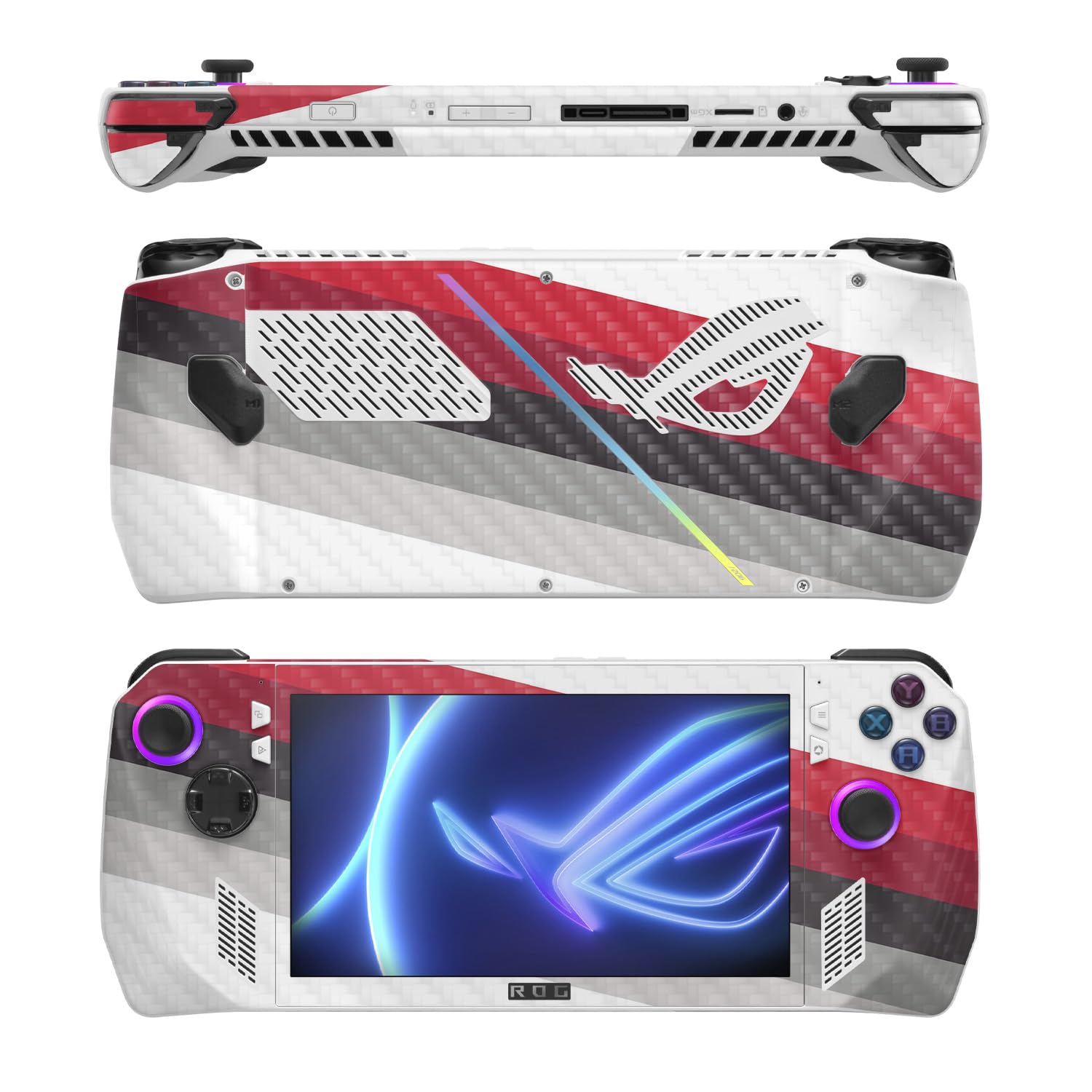 MightySkins Carbon Fiber Skin Compatible with Asus ROG Ally - Slant Stripes | Protective, Durable Textured Carbon Fiber Finish | Easy to Apply