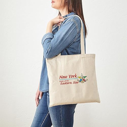 Vista 101 de CafePress Eastern Star - Bolsa reutilizable de lona beige natural