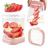 Creative Strawberry & Fruit Slicer - Detachable Cutter with Push Plate (Pink) Pink 1