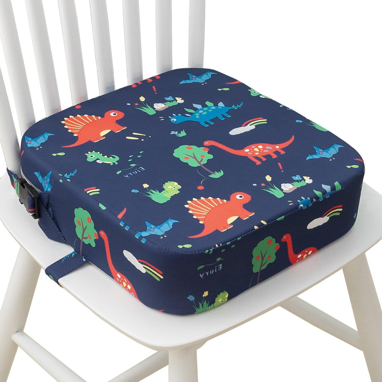 - Eiury Toddler Booster Seat for Dining Table, Portable Kids Booster Seat with Safety Buckles Portable Increasing Booster Cushion with Non-Slip Bottom (Blue Dinosaur)