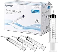 Vista 1 de ProtectX Paquete de 50 jeringas de riego dental de 0.4 fl oz/cc con punta curvada y medición, desechables para cuidado dental oral, eliminación
