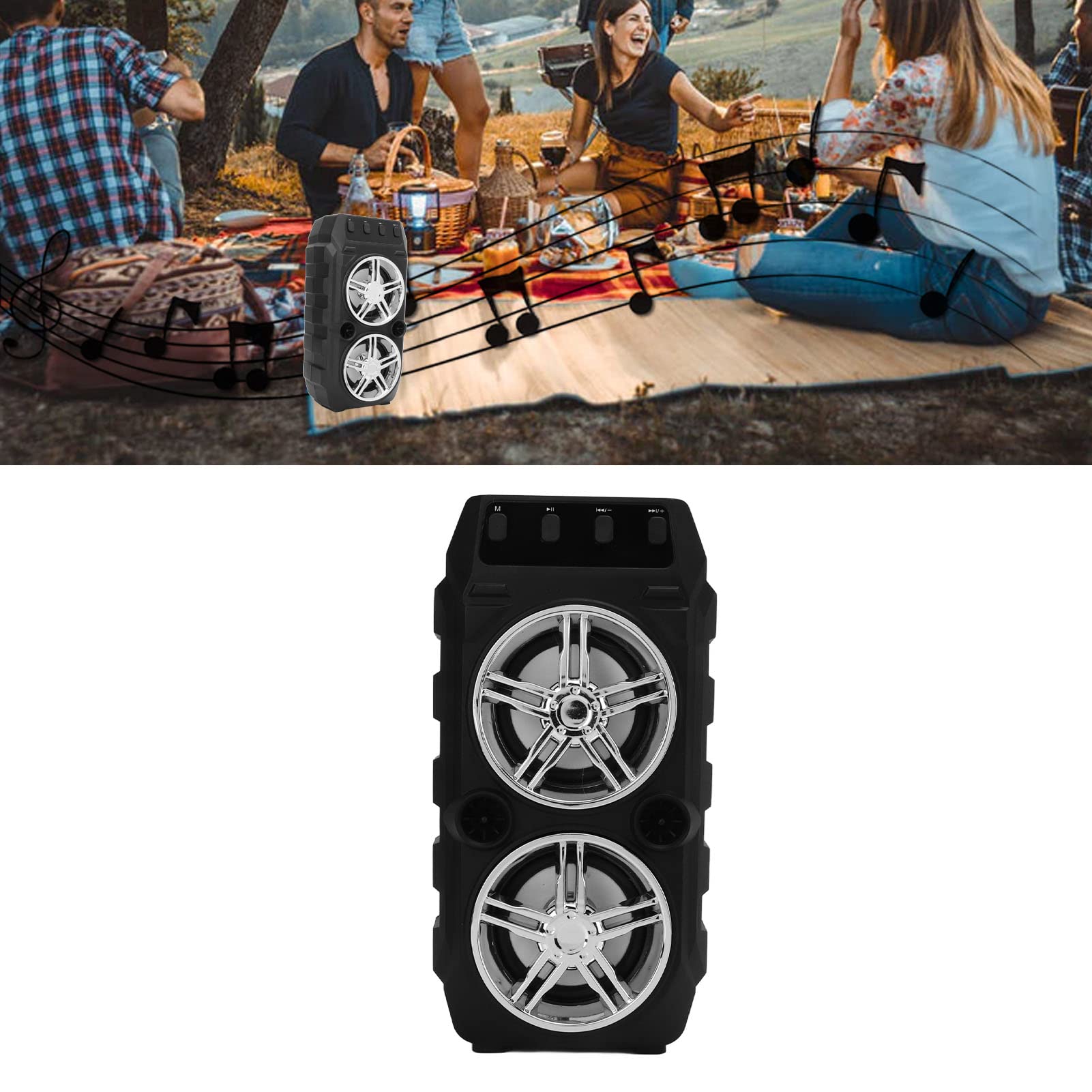 Altoparlante Bluetooth portatile esterno con doppio subwoofer ad alto volume U Disk Scheda di memoria per campeggio grigio argento