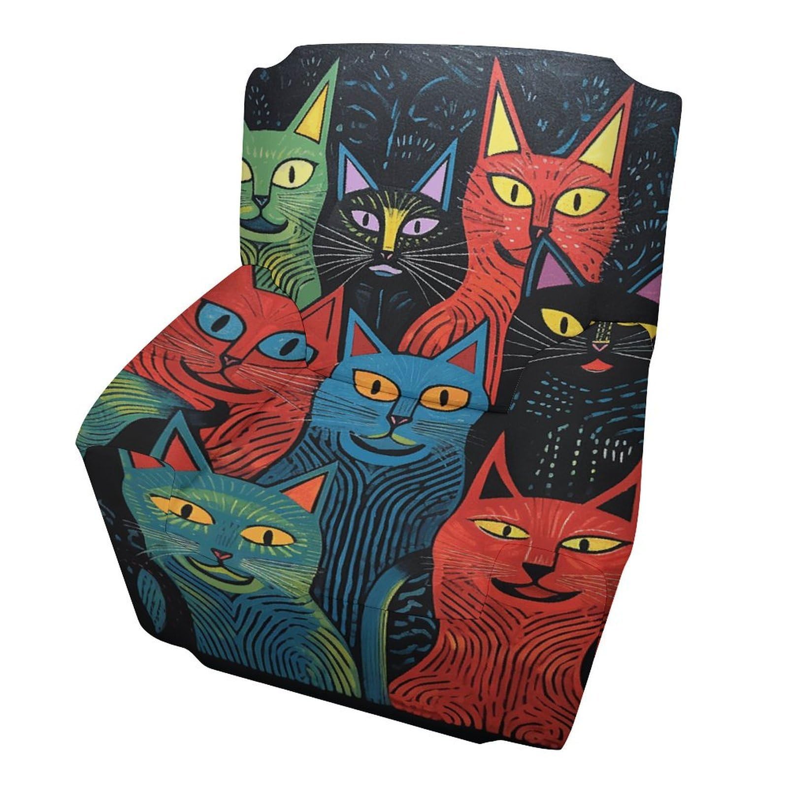 Fekiloot Style Multicolor Cat Painting Couch Cover Sofa Cover Sofa Slipcover
