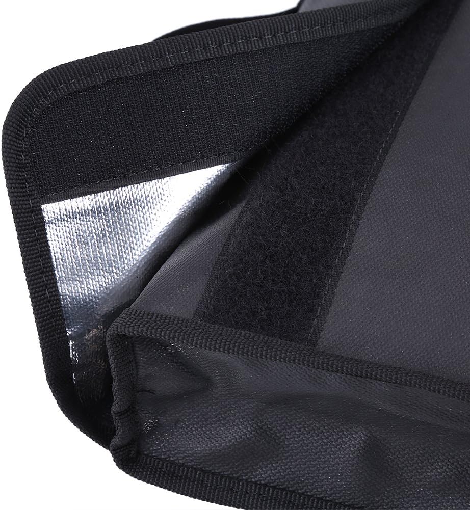 Double Sided Fireproof Bag for Documents and LiPo Battery Safe Storage, Large Fire Resistant Pouch with Handle, Waterproof Money and File Organizer (30.5 * 38 * 6.5CM)