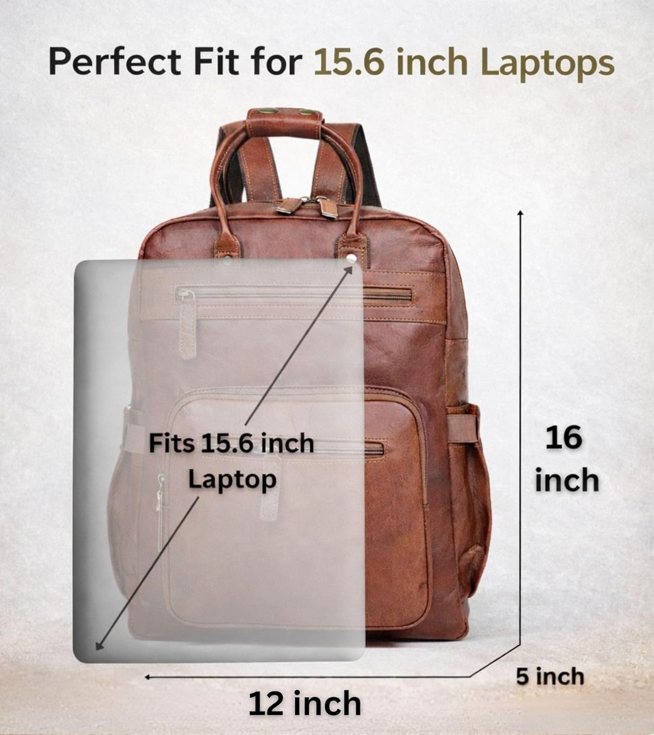 Genuine Leather Laptop Backpack for Men & Women, 16 Inch Vintage Brown Leather Backpack, Professional Work Computer Bag, Travel Rucksack for Office, Business & College