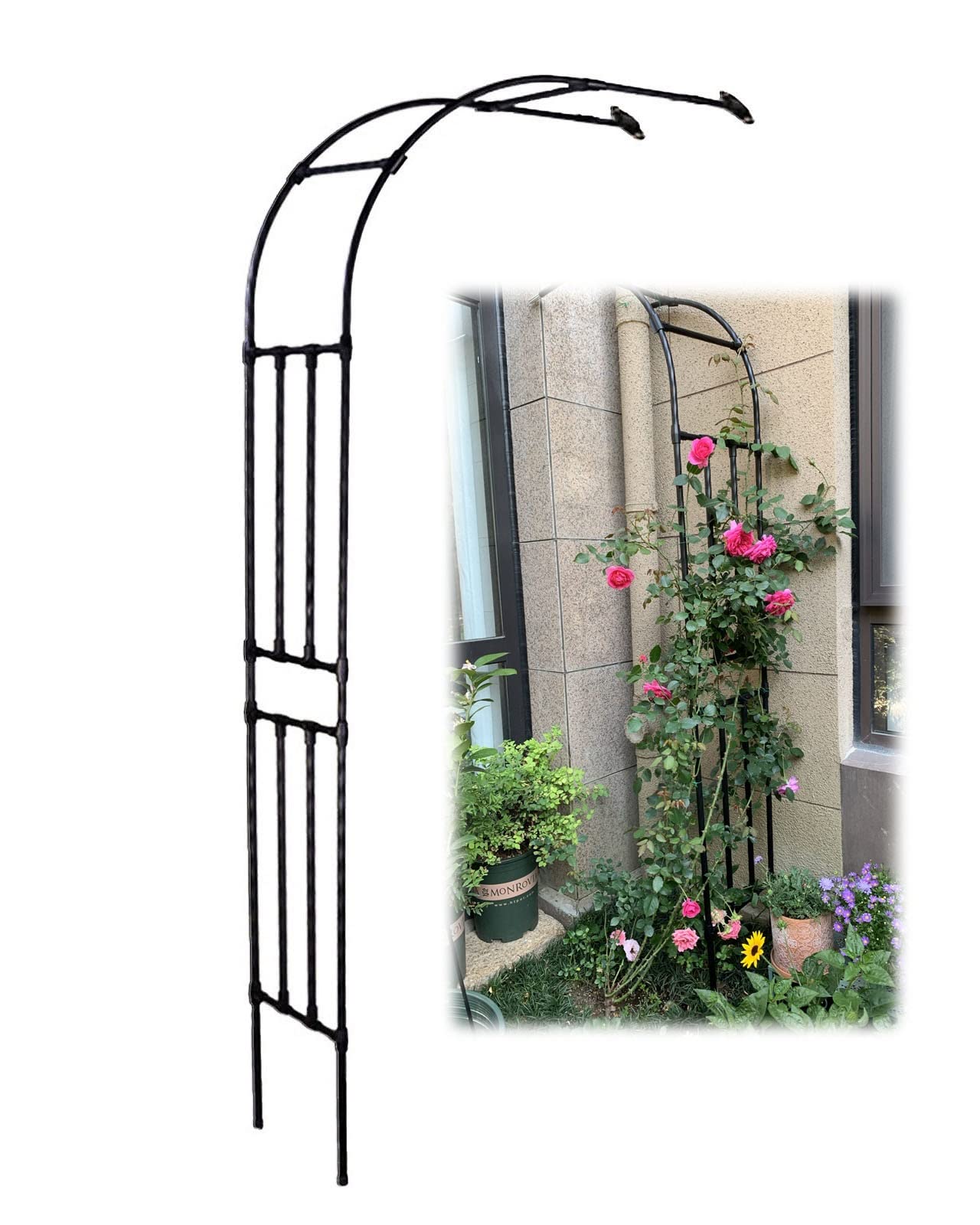 Treillis de jardin en métal pour décoration murale, tonnelle intérieure et extérieure, 60 à 300 cm de large, support pour plantes grimpantes, arche de jardin élégante, parfait pour les vignes et les