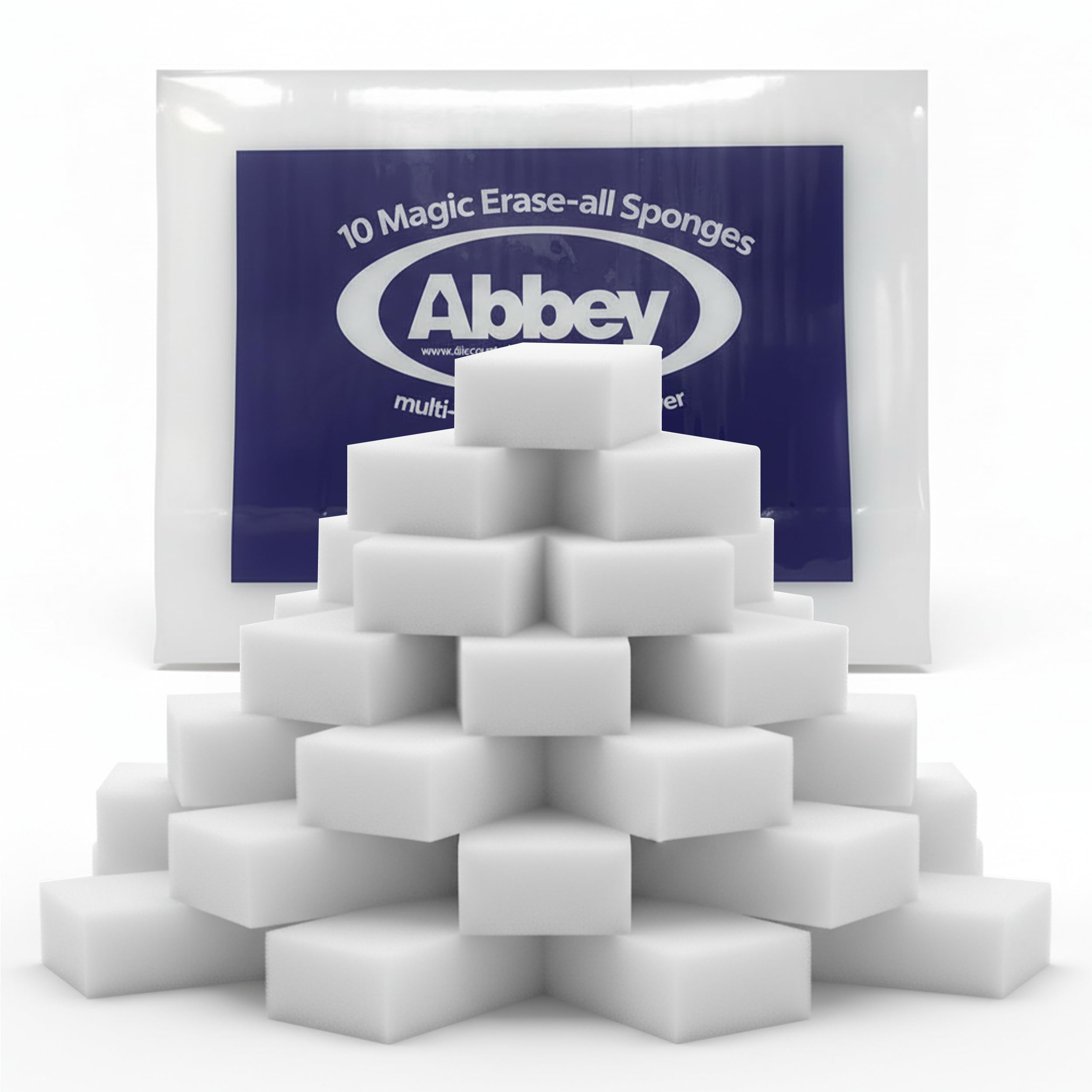 Abbey White 50 Magic Eraser Sponge For Cleaning – Cleaning Melamine Sponges For Stain & Mark Removal – Magic Eraser Sponge For Walls, Kitchens, Bathrooms, Paint Eraser -Dust Sponge 9.9X6x2.5cm