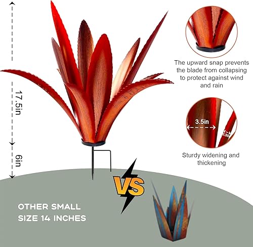 Miniatura 2 de Agave de metal grueso resistente al viento, arte de jardín de agave, planta de metal, escultura de jardín de campo, decoración al aire libre, planta