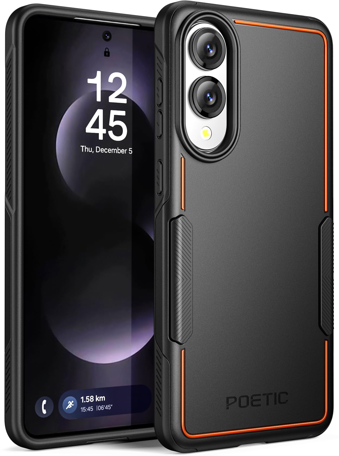 Poetic Neon Case for Samsung Galaxy S25 Edge 5G, Dual Layer Heavy Duty Rugged Lightweight Slim Shockproof Protective Cover Phone Case, Black