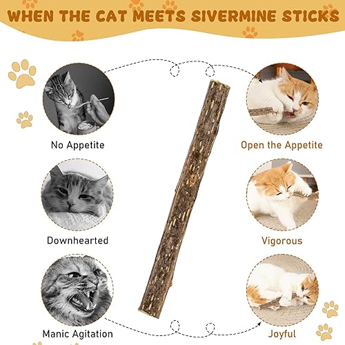 Miniatura 4 de WoLover Silvervine - Palitos para gatos, palitos naturales de hierba gatera Matatabi masticar dientes molar juguetes para gatos gatitos (25 piezas)