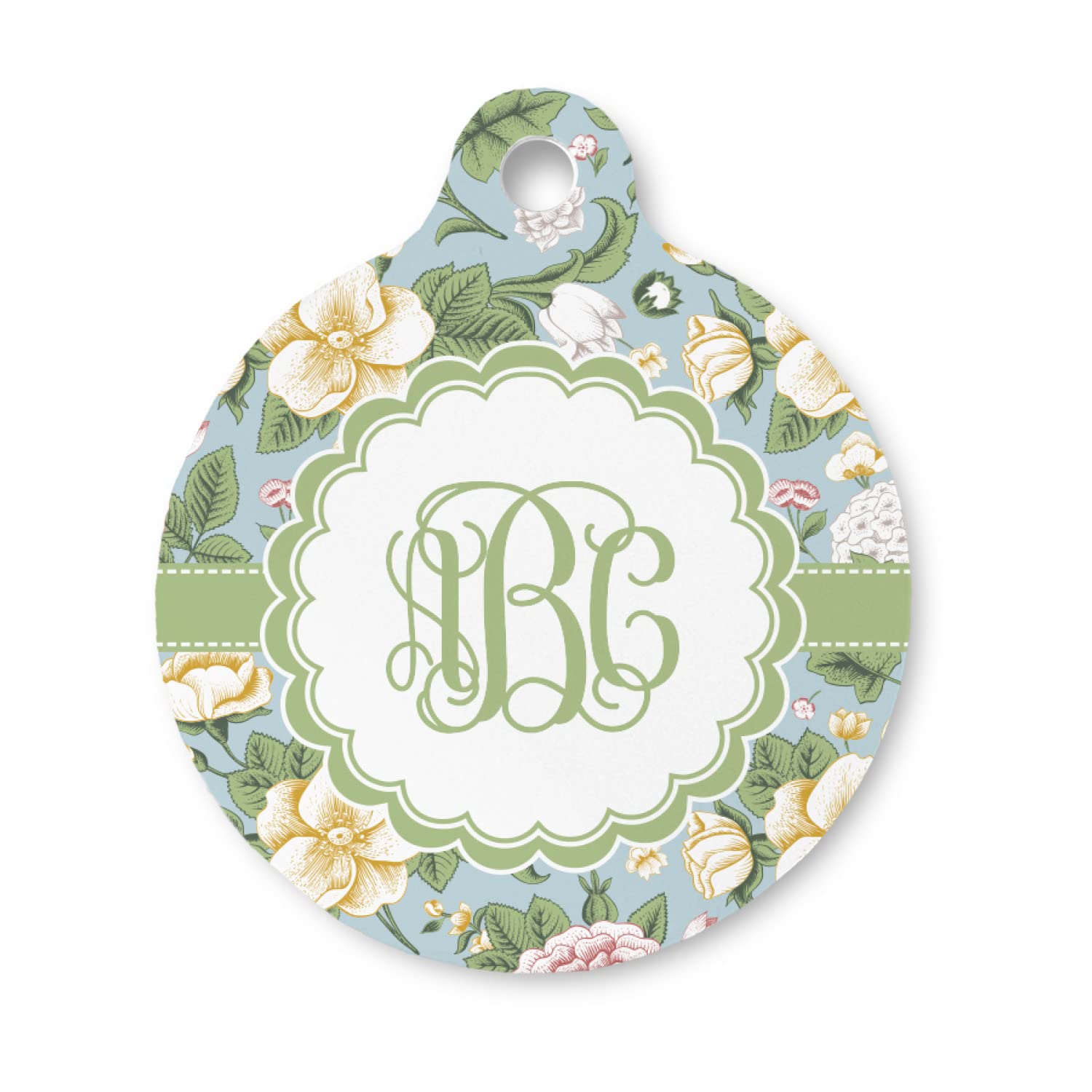 YouCustomizeIt Personalized Vintage Floral Round Pet ID Tag - Small