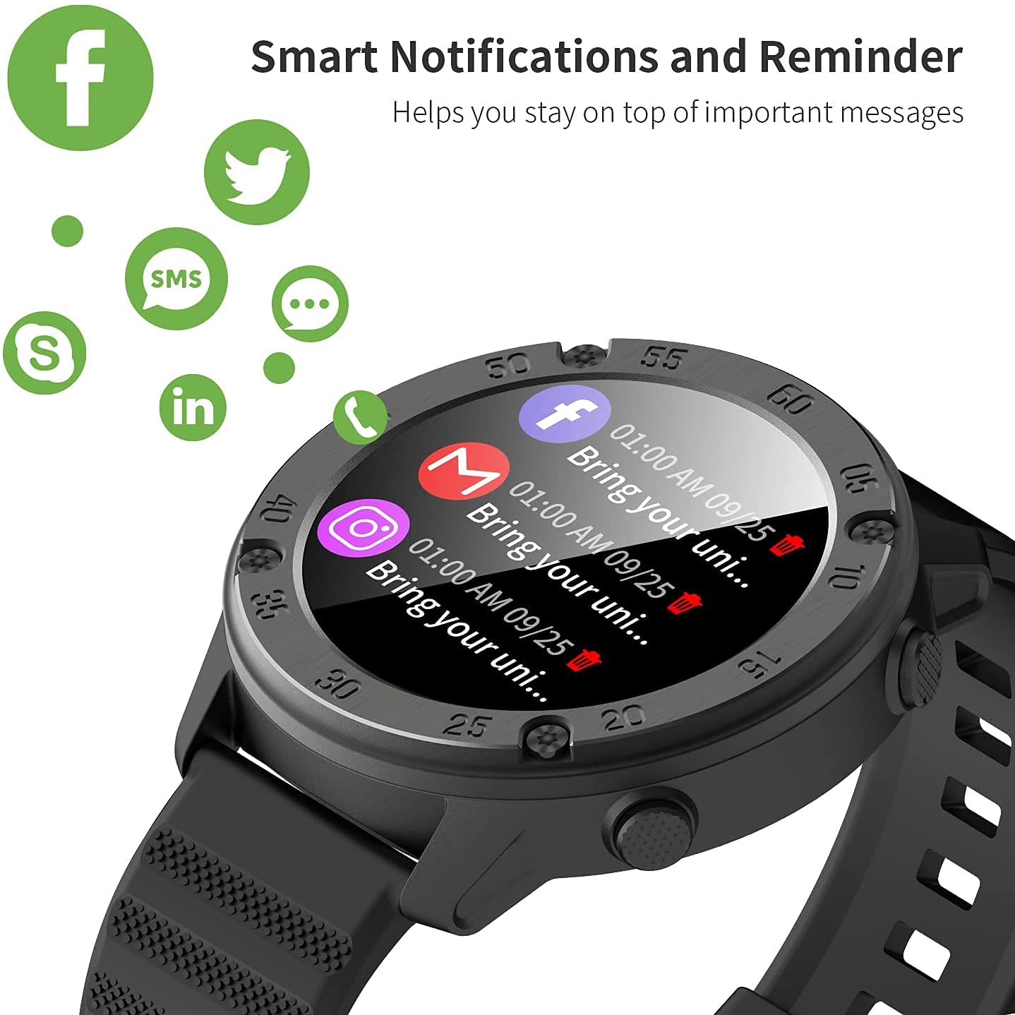 IOWODO X5 Smart Watch for Men, Women 1.3in Full Touch Screen Fitness  Tracker w Heart Rate Sleep Monitor, 5ATM Waterproof Fitness Watch w Calorie  Step Counter, Smartwatch for iPhone Android Phones: Amazon.co.uk: