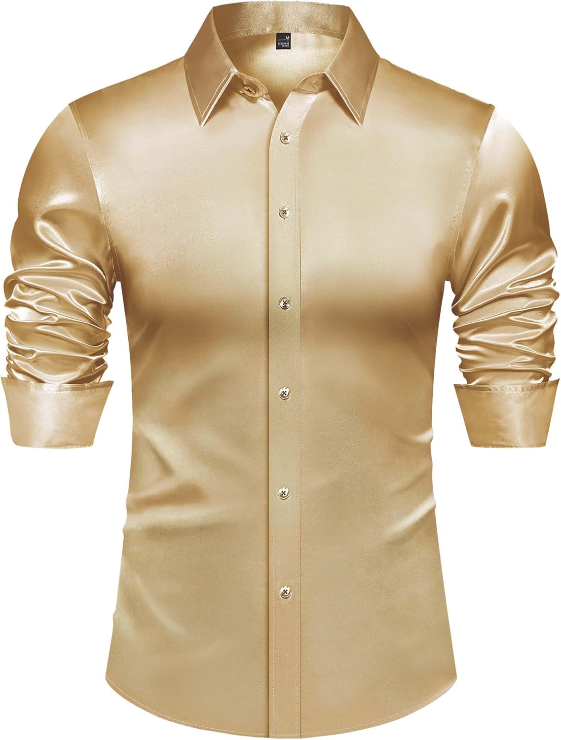 J.VER Men's Silk Satin Long Sleeve Dress Shirts Shiny Casual Button Down Shirt Luxury Party Prom Shirts - Image 4