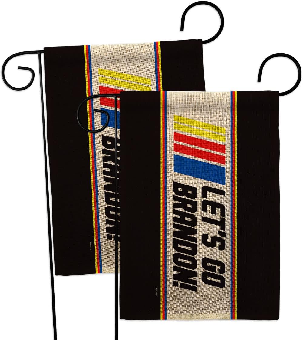 Let's Go Brandon Burlap Garden Flag 2pcs Pack Americana Political President Democrat Republican Tea Party United State American Election House Banner Small Yard Gift Double-Sided, Made In USA