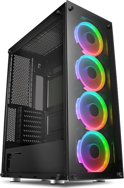 GameMax Predator Full-ATX PC Gaming Case, ARGB, Full Tempered Glass Side Window | Black
