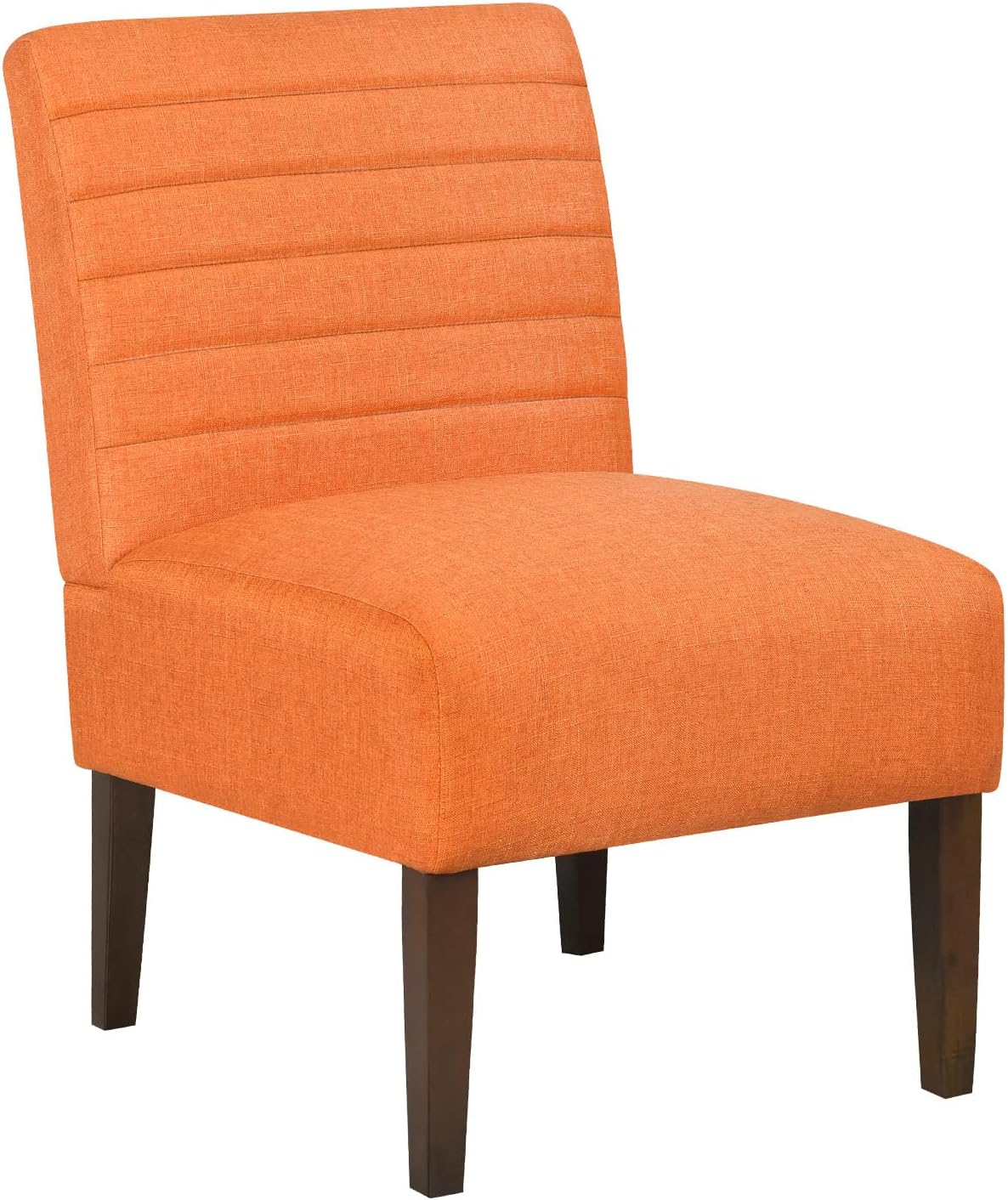 Armless Accent Chair, Mid Century Modern Upholstered Living Room Chairs, Accent Dining Chair Sofa with Solid Wood Legs, Lounge Reading Chair for Bedroom, Office (Orange)