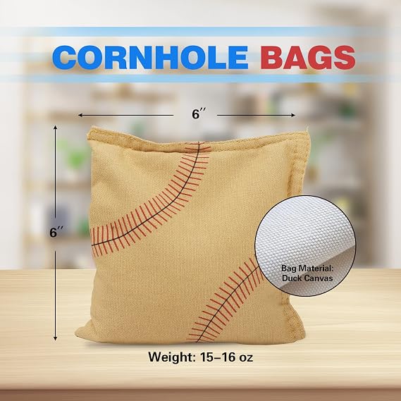 GSE Weather Resistant Cornhole Bean Bags for Toss Game, 8 Pack, 6 x 6