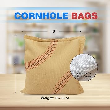 GSE Weather Resistant Cornhole Bean Bags for Toss Game, 8 Pack, 6 x 6
