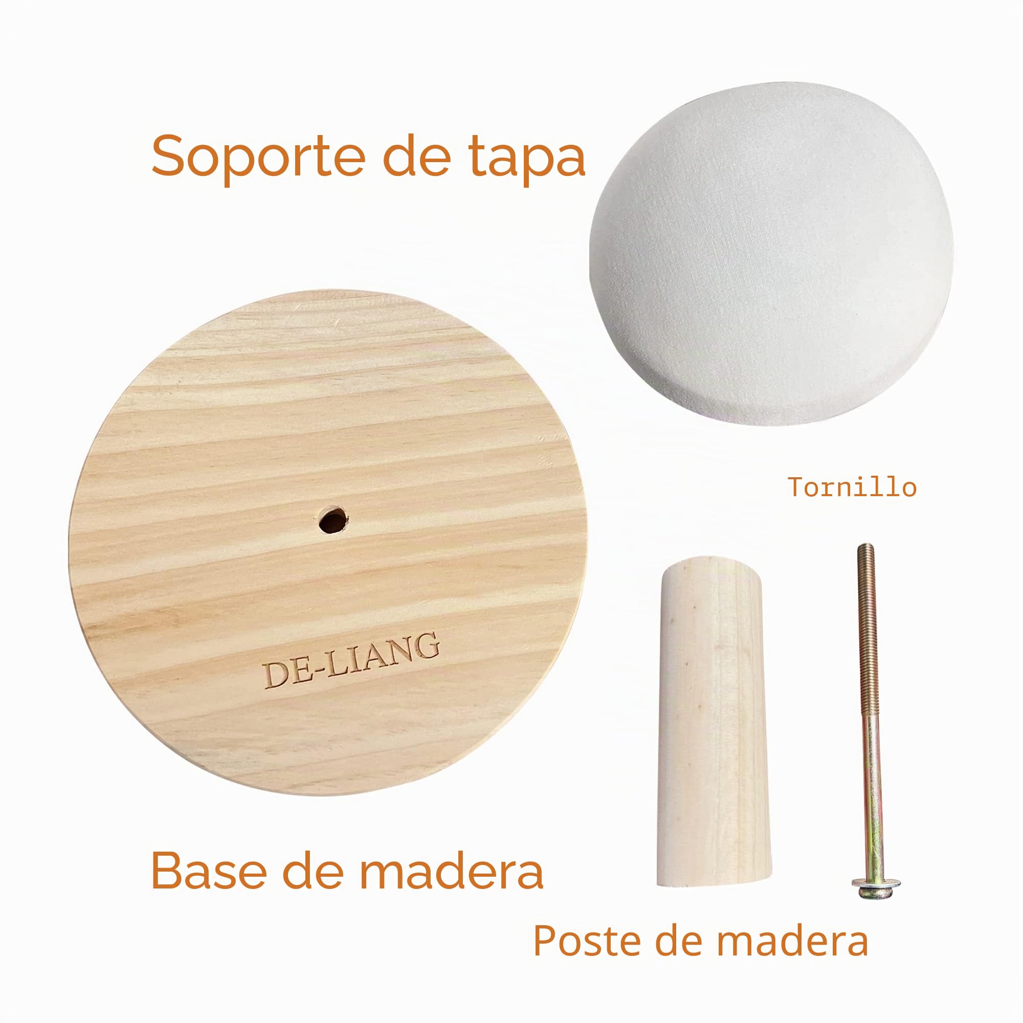 Bra - Tabla de planchar de madera con funda acolchada de hierro, taburete redondo para mesa pequeña, almohadilla de prensado de jamón, 7.1 pulgadas (DLIB50-BEIGE)