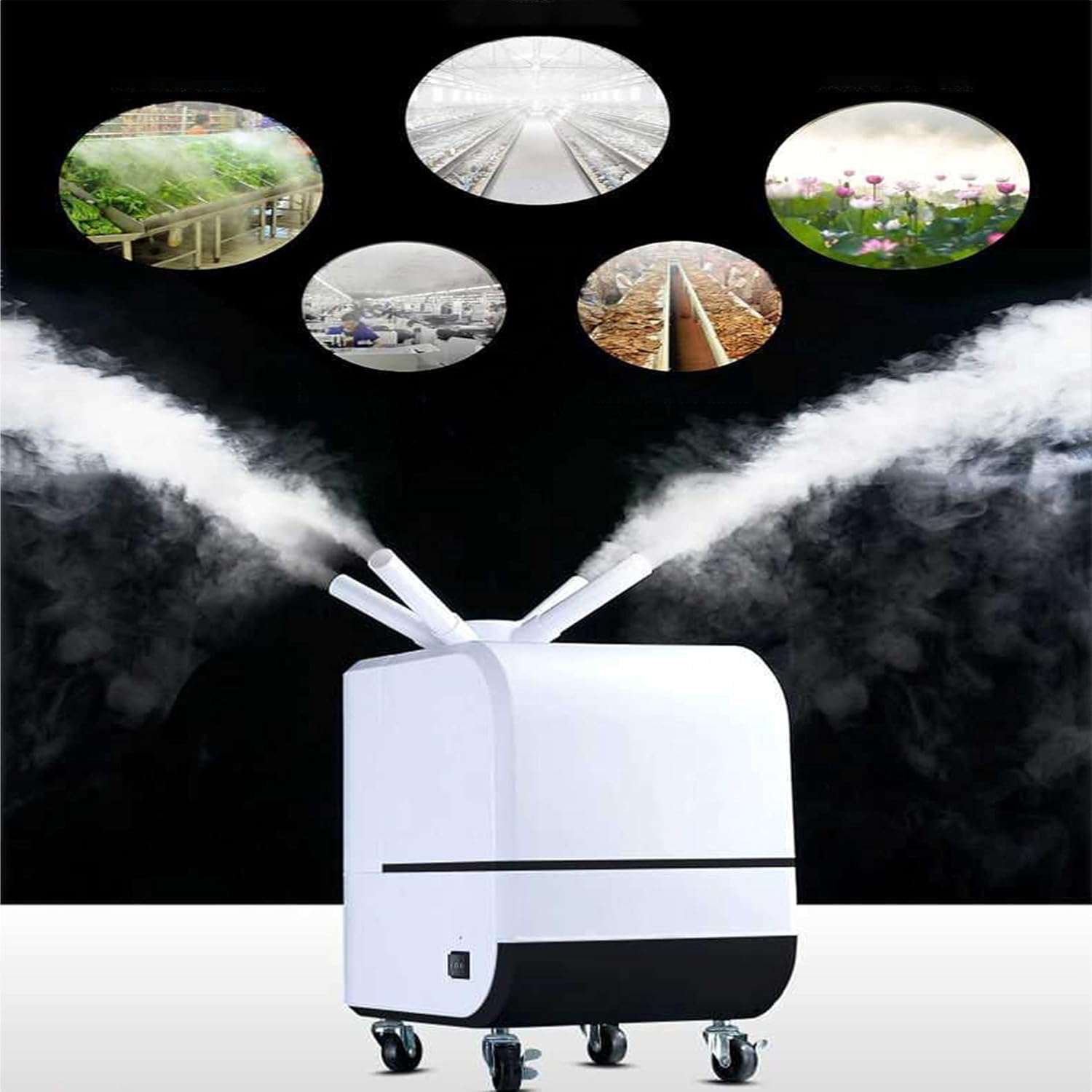 Industrial Humidifier Preservation Sprayer Large Capacity Large Spray Commercial Grade with 12 Litre Water Tank Capacity Infrared Remote Control Power Outage Protection