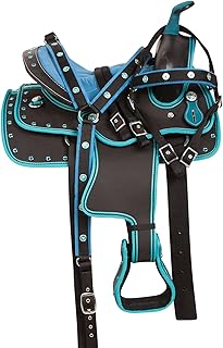 Y&Z Enterprises Western Barrel Racing Horse Saddle Synthetic with Tack Set (Headstall Breastplate Rein) and Saddle Pad Ava...