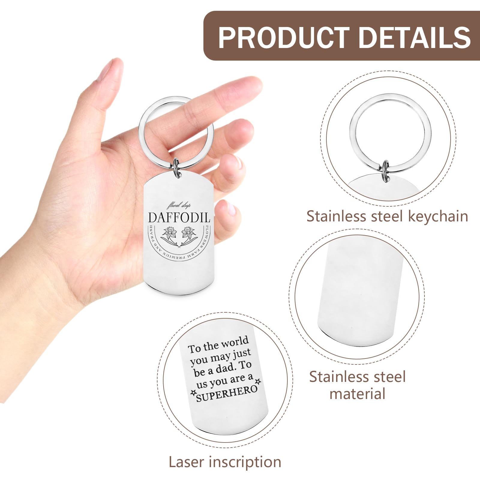 Disnace Pack of 10 Rectangular Stainless Steel Blank Tags, Silver Keyring Blanks Set - Image 3