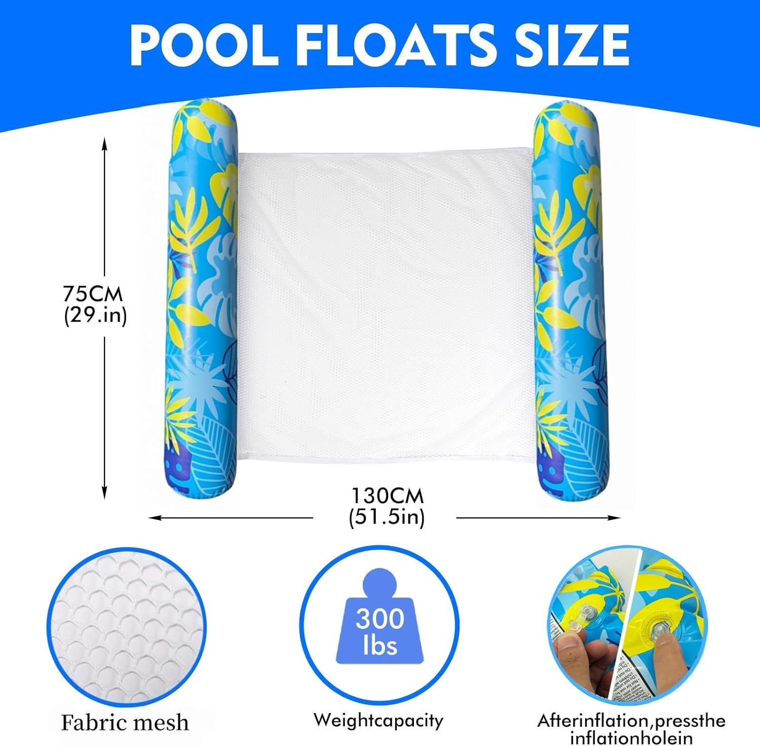 Inflatable Pool Floats Adult，5 Pack Multi-Purpose Pool Float Water Hammock，Pool Float Chair-Swimming Pool Raft，Pool Hammock Floaties for Adults Beach Vacation Essentials - Image 3