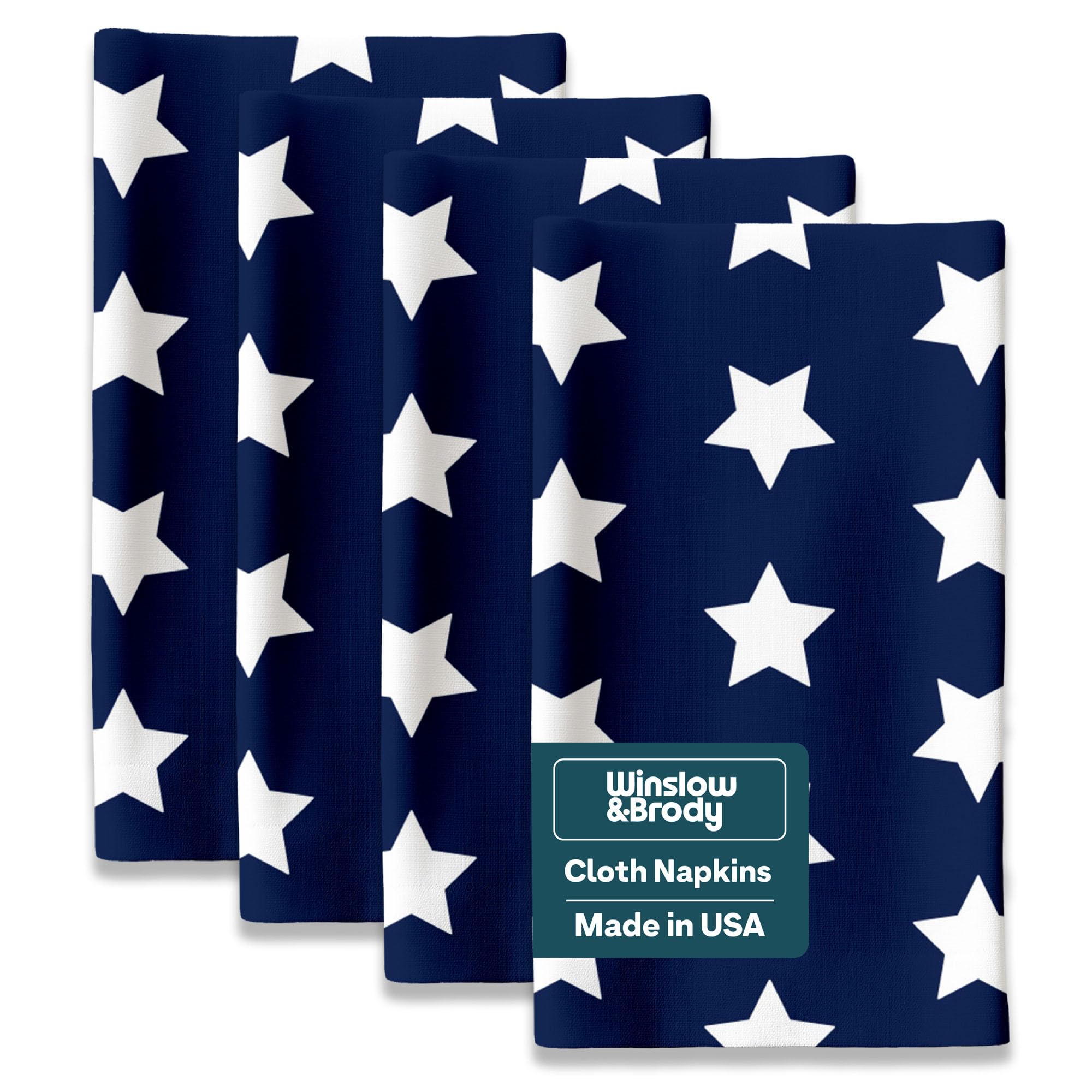 4th of July Cloth Napkins | Ol' Glory Blue Patriotic Supplies | Memorial Day, Independence Day Table Decorations | Absorbent, Washable, Reusable,