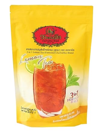 EmoBug Cha Tra Mue 3 in 1 Instant Thai Boba Iced Tea Mix Powder, Lemon Tea 1 x 500 g Pack of 1