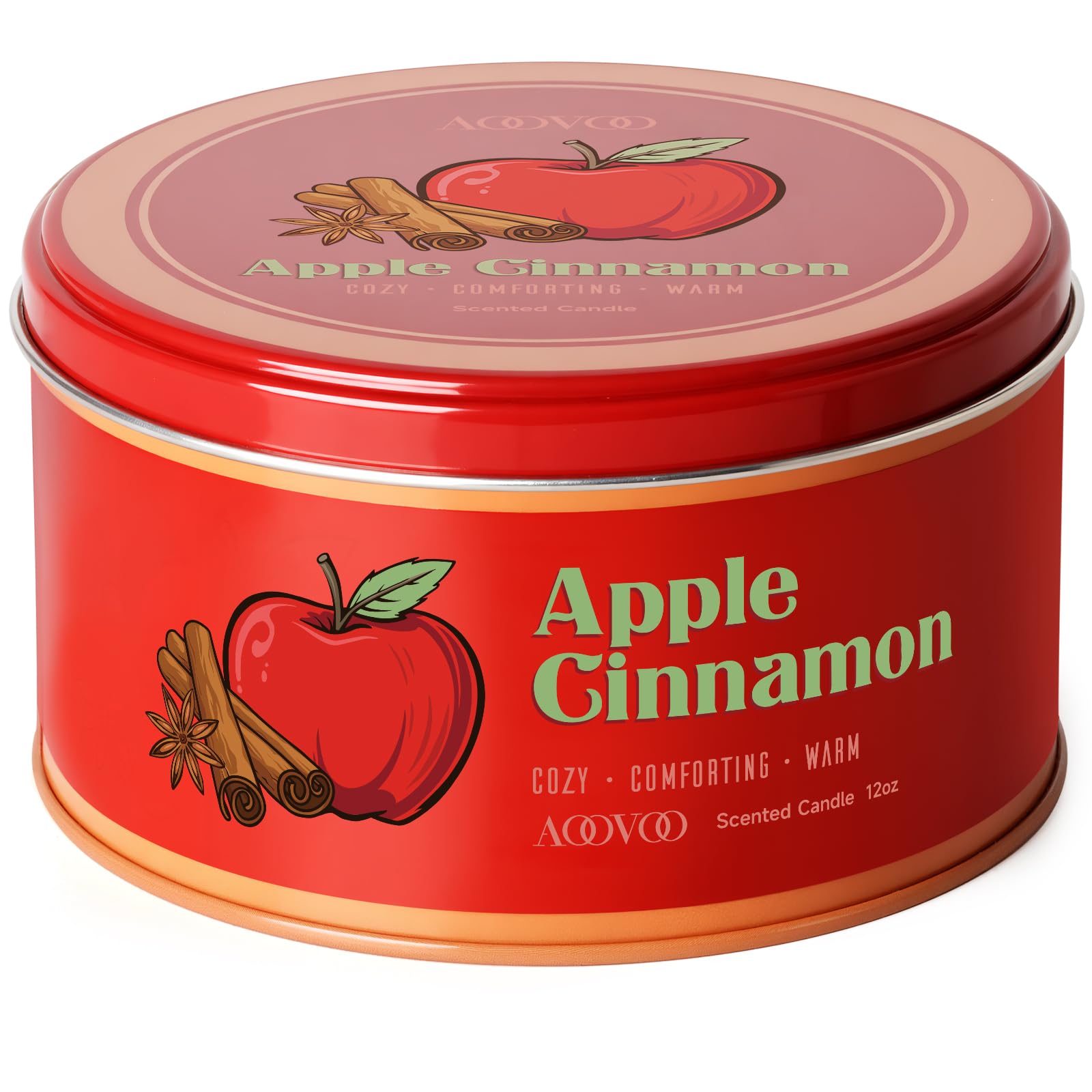 AOOVOO Vela perfumada de manzana y canela con 3 mechas, regalo de fiesta para hombre y mujer