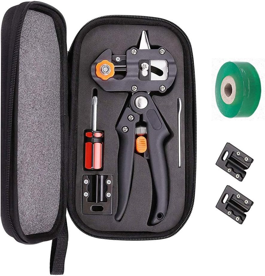 Basong Grafting Tools for Fruit Trees, Professional Garden Grafting Tool Pruner Kit Including Grafting Tape Grafting Scissors and Replaceable Blades, 2 in 1 Grafting Shear