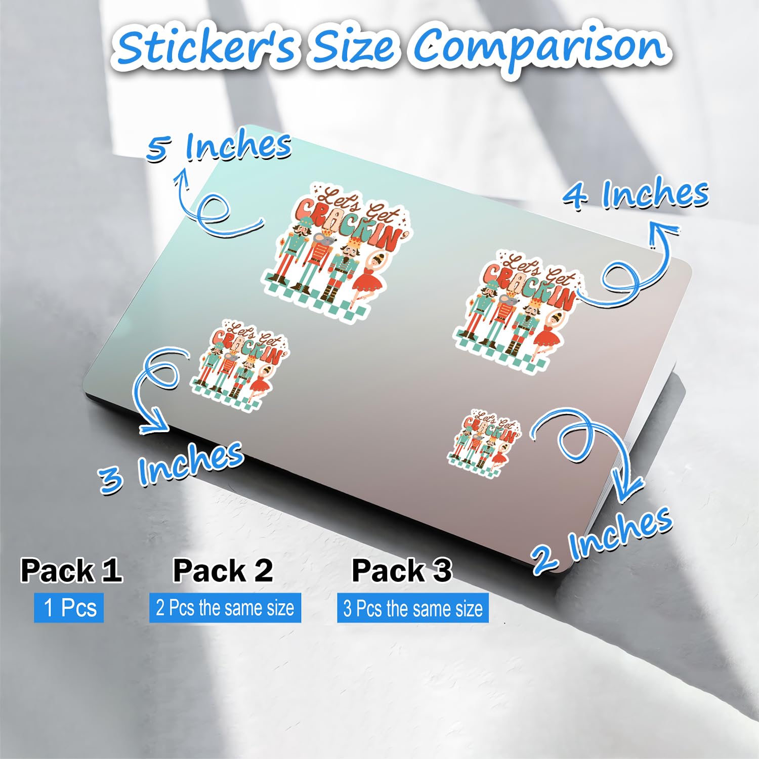 Let's Get Crackin' Sticker, Three Nutcrackers Sticker, Merry Christmas Sticker, Funny Xmas Sticker, Water Assitant Die-Cut Vinyl Funny Decals for Laptop, Phone, Water Bottles, Kindle Sticker - Image 3