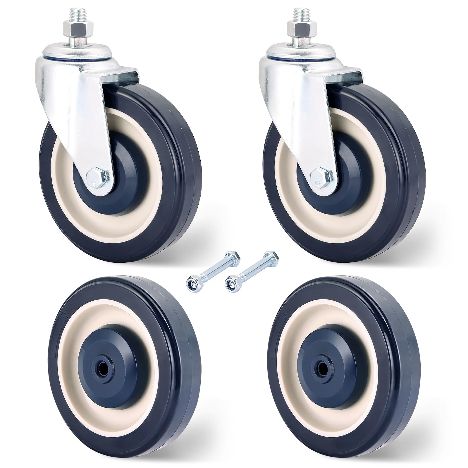 Shopping Cart Wheels Replacement Kit - 5 Inch -1