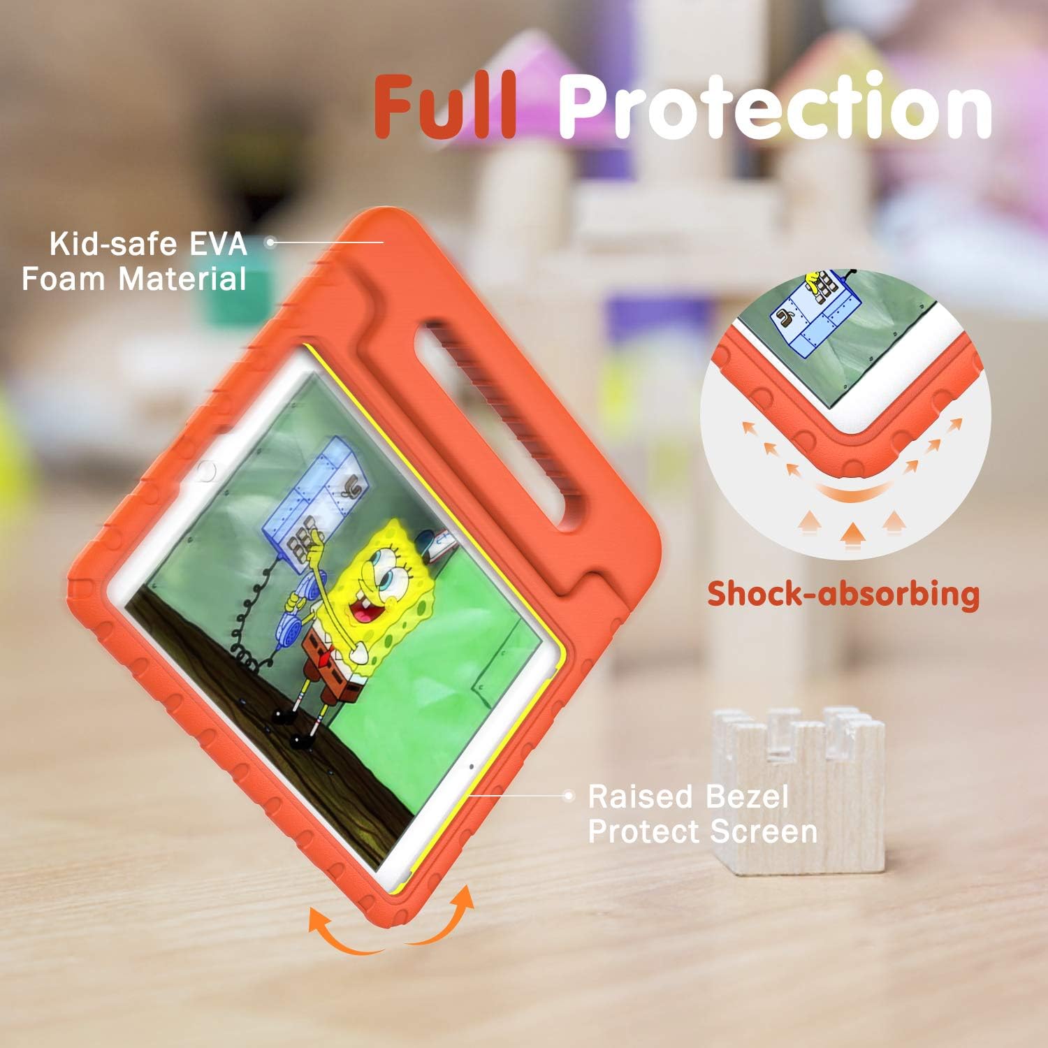 TiMOVO Case for New iPad 8th Generation 2020 / iPad 7th Generation 10.2" 2019, Shockproof Convertible Handle EVA Kids Friendly Protective Cover Fit iPad Air 3 10.5" 2019/iPad Pro 10.5 2017 - Orange