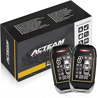 2 Way Car Security with Remote Start Car Alarm System with Big LCD Display Remote Starter Turbo Timer Mode Shock Warning 1500M Long Remote Range DC12V