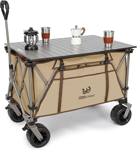 Whitsunday Moko Large Folding Collapsible Utility Camping Park Moko Wagon Cart with Aluminum Table Plate