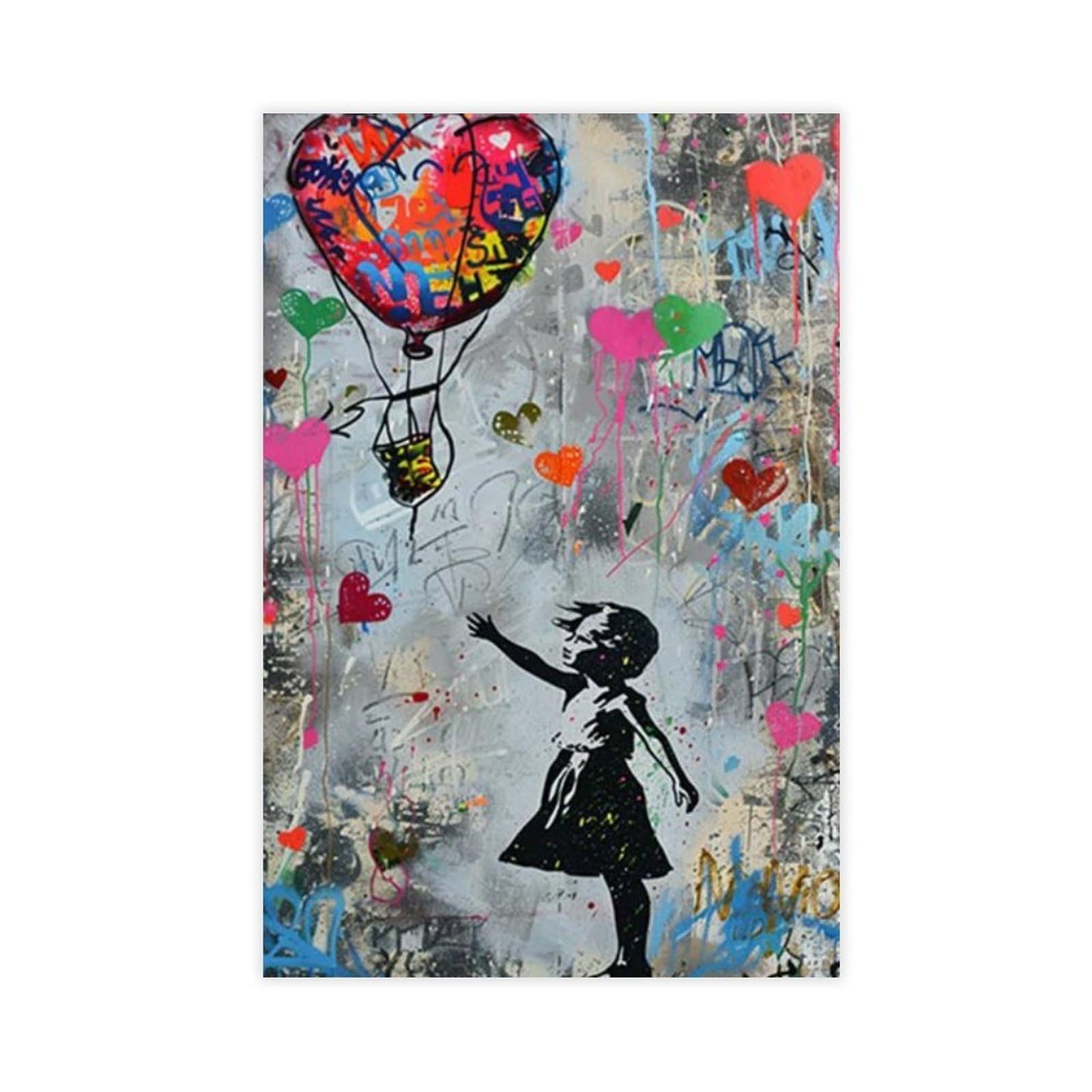 Gqvcjsw Girls Banksy Red Balloon Banksy Graffiti Canvas Poster Wall Art Decor Print Picture Paintings For Living Room Bedroom Decoration 24X36inch(60X90cm)