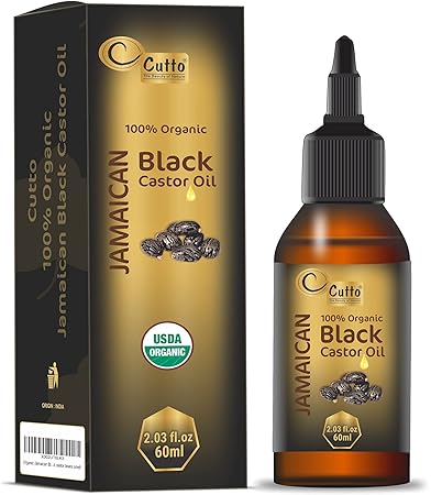 Organic Jamaican Black Castor Oil (60 ML) USDA Organic, Traditional Handmade with Typical and Traditional roasted Castor beans smell.